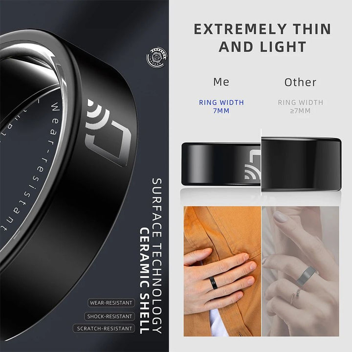Ceramic Smart Ring with NFC Access Control | Heart Rate, Blood Pressure &amp; Oxygen Monitoring | IP68 Waterproof 7mm Design 3