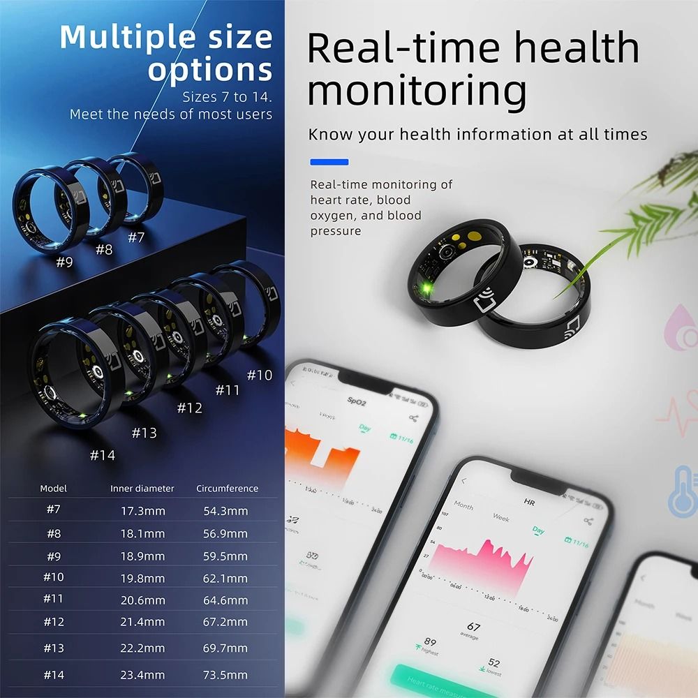 Ceramic Smart Ring with NFC Access Control | Heart Rate, Blood Pressure &amp; Oxygen Monitoring | IP68 Waterproof 7mm Design 4