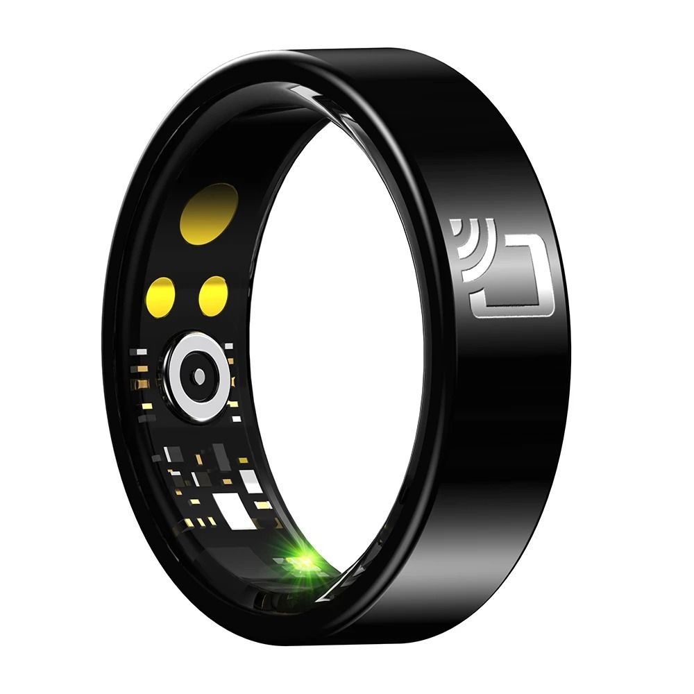 Ceramic Smart Ring with NFC Access Control | Heart Rate, Blood Pressure &amp; Oxygen Monitoring | IP68 Waterproof 7mm Design 7