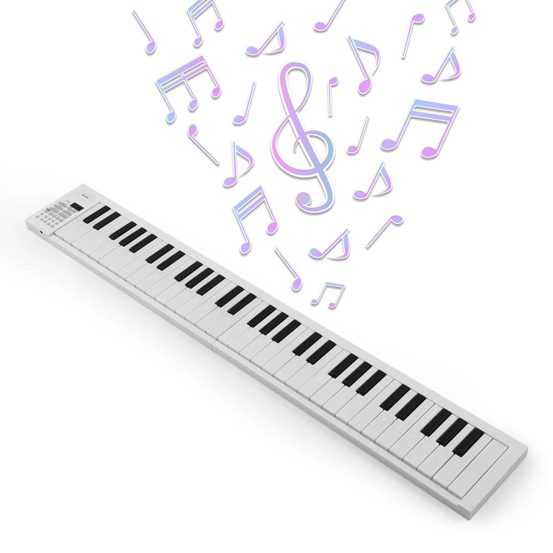 Foldable Electronic Piano 61 Keys | LED Display with Rhythm & Demo Modes | Built-In Rechargeable Battery for Portable Play 1
