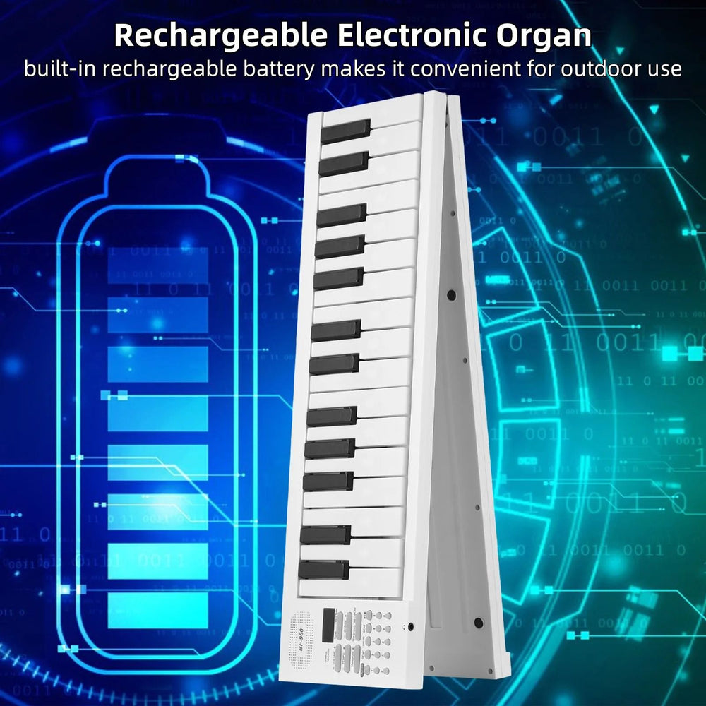 Foldable Electronic Piano 61 Keys | LED Display with Rhythm & Demo Modes | Built-In Rechargeable Battery for Portable Play 2