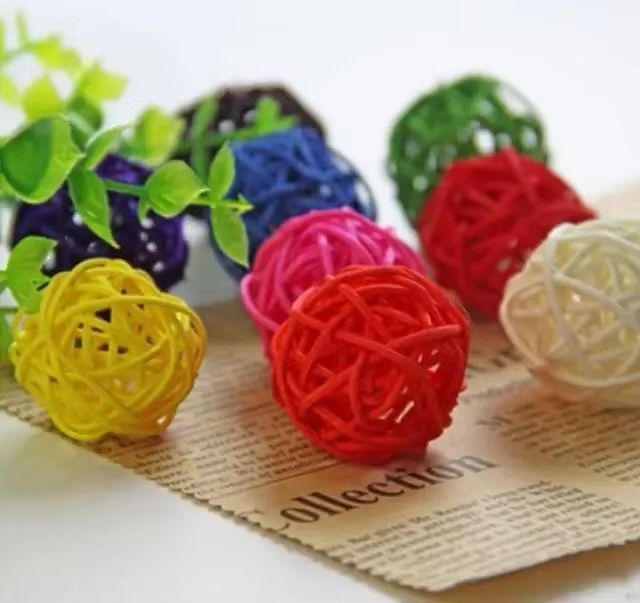 Woven Rattan Chew Balls for Birds | 10-Piece Set | Natural Beak &amp; Claw Enrichment Toy for Parrots &amp; Cockatiels 1