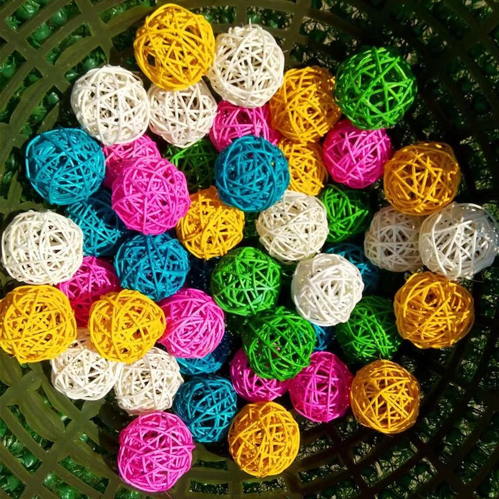 Woven Rattan Chew Balls for Birds | 10-Piece Set | Natural Beak &amp; Claw Enrichment Toy for Parrots &amp; Cockatiels 2