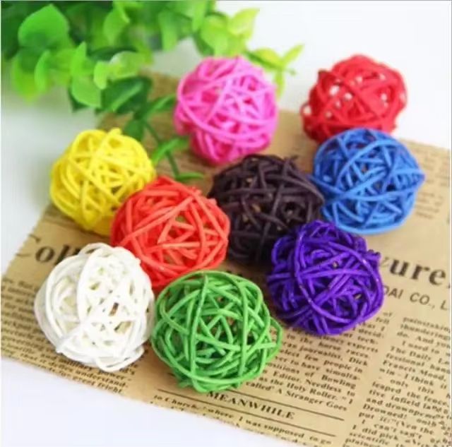 Woven Rattan Chew Balls for Birds | 10-Piece Set | Natural Beak &amp; Claw Enrichment Toy for Parrots &amp; Cockatiels 3