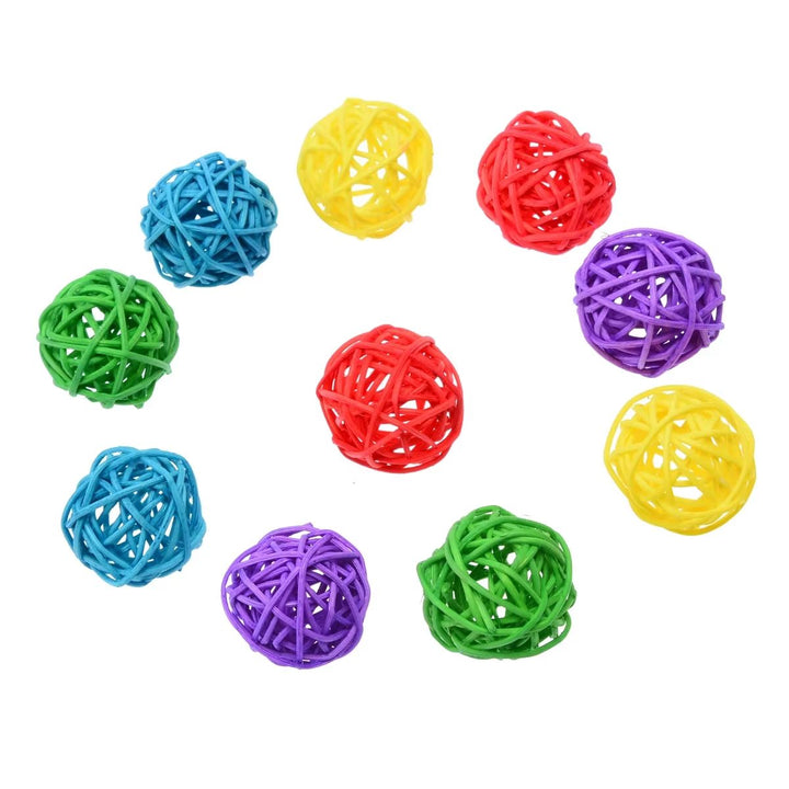 Woven Rattan Chew Balls for Birds | 10-Piece Set | Natural Beak &amp; Claw Enrichment Toy for Parrots &amp; Cockatiels 5