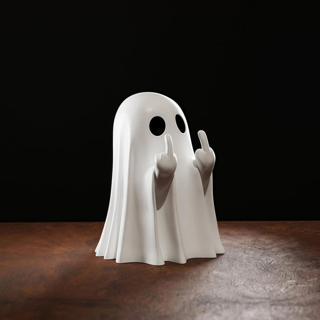 Resin Ghost Statue Figurine | Cute Humorous Pose Design | Compact Table Decor for Halloween and Everyday Display 1