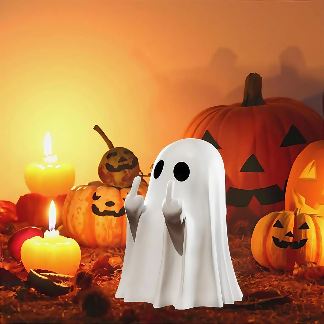 Resin Ghost Statue Figurine | Cute Humorous Pose Design | Compact Table Decor for Halloween and Everyday Display 3