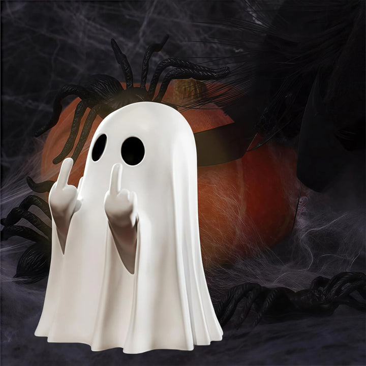 Resin Ghost Statue Figurine | Cute Humorous Pose Design | Compact Table Decor for Halloween and Everyday Display 4
