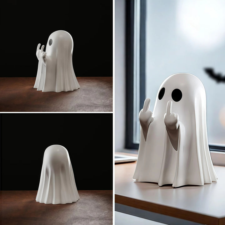 Resin Ghost Statue Figurine | Cute Humorous Pose Design | Compact Table Decor for Halloween and Everyday Display 6