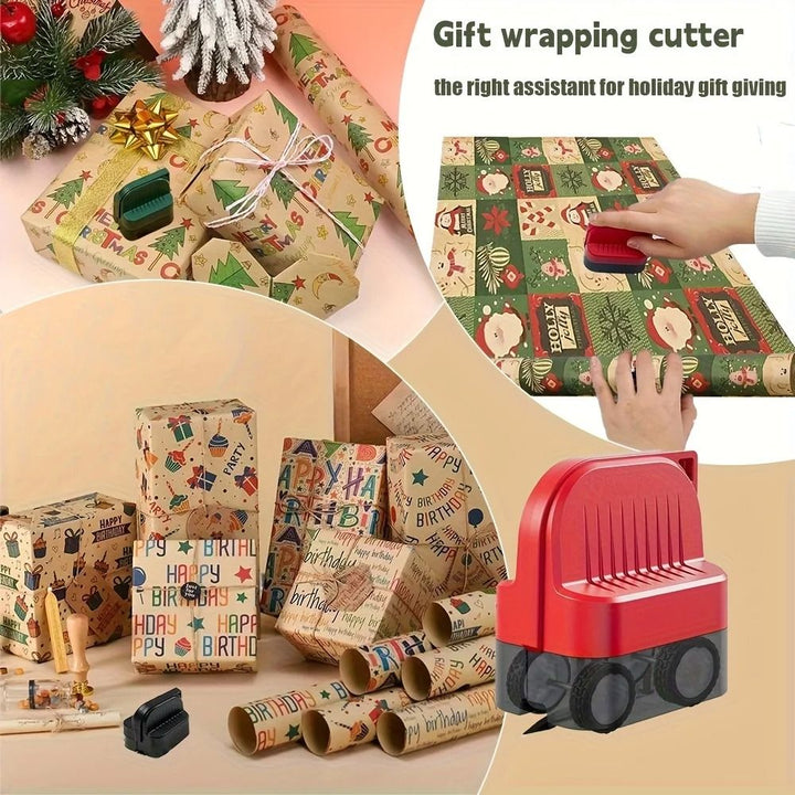 Gift Wrap Cutter Cylindrical Reusable Enclosed Blade with Clean Straight Cuts 3