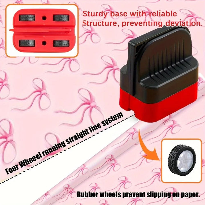 Gift Wrap Cutter Cylindrical Reusable Enclosed Blade with Clean Straight Cuts 4