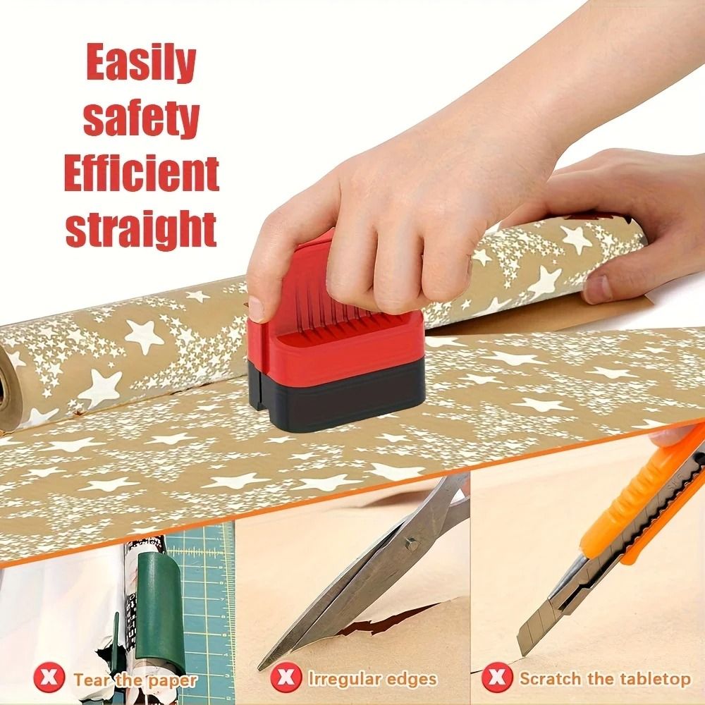 Gift Wrap Cutter Cylindrical Reusable Enclosed Blade with Clean Straight Cuts 6