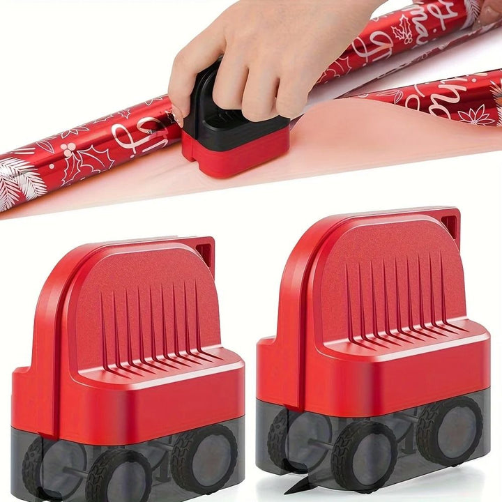 Gift Wrap Cutter Cylindrical Reusable Enclosed Blade with Clean Straight Cuts 1