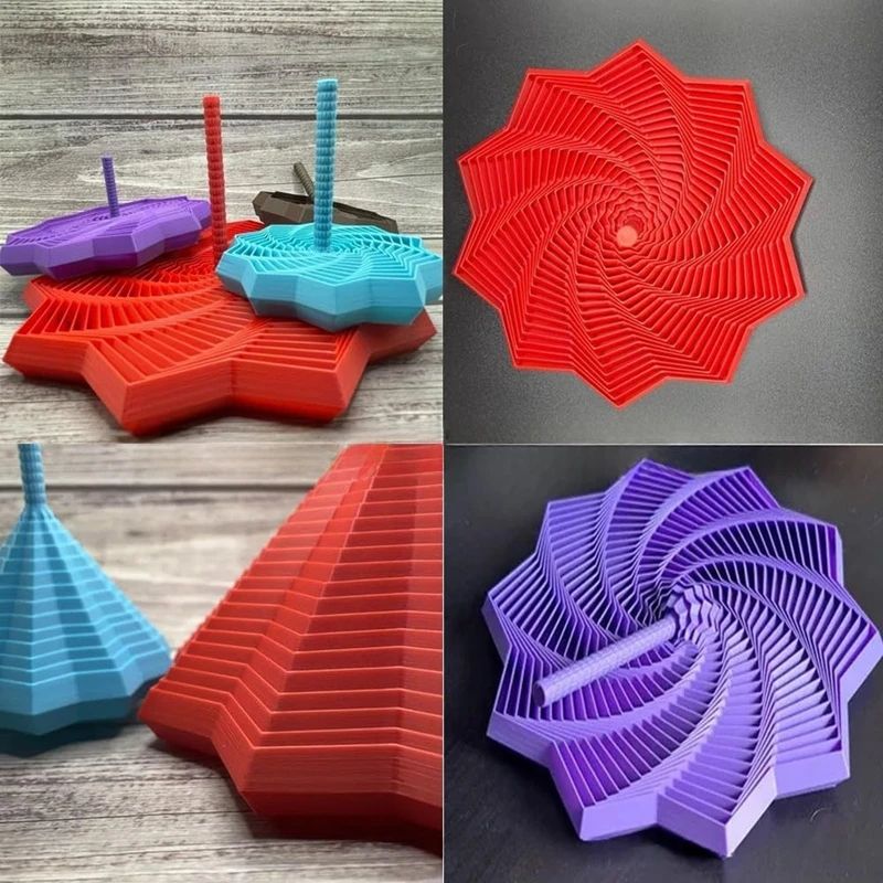 3D Spiral Fidget Toy | Expand-and-Spin Star Design, 3D-Printed Plastic | Stress Relief Desk Toy for Focus and Calm 5