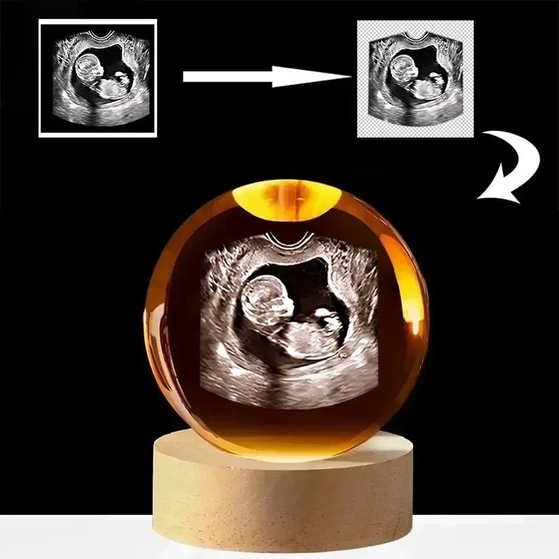 Engraved Crystal Ball Ultrasound Photo Optical Glass with Laser Engraving 2