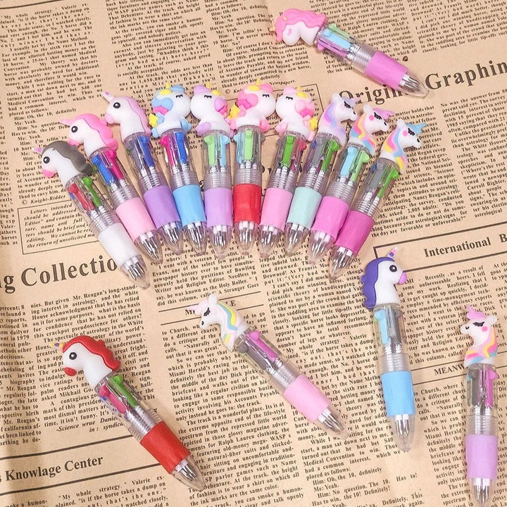 4-in-1 Ballpoint Pen Set Unicorn Compact Lightweight with 4 Ink Colours 3