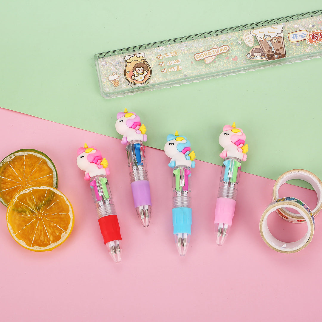 4-in-1 Ballpoint Pen Set Unicorn Compact Lightweight with 4 Ink Colours 4
