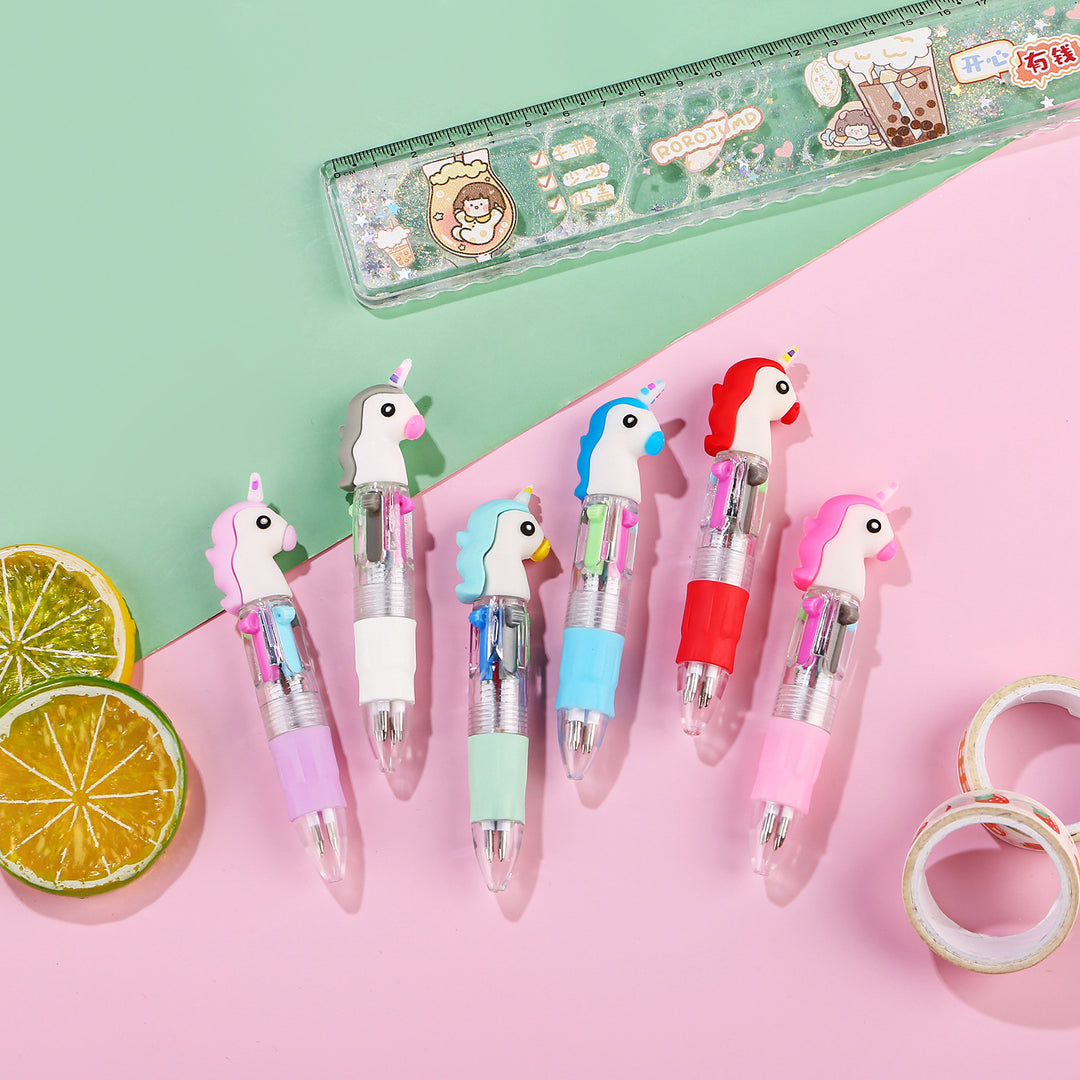 4-in-1 Ballpoint Pen Set Unicorn Compact Lightweight with 4 Ink Colours 5