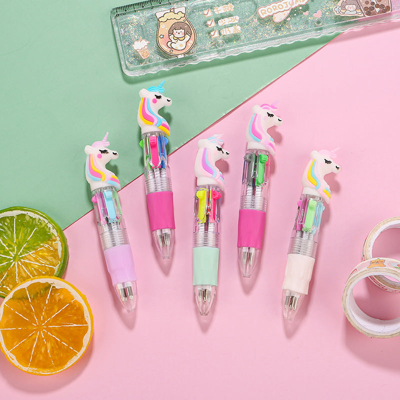 4-in-1 Ballpoint Pen Set Unicorn Compact Lightweight with 4 Ink Colours 6