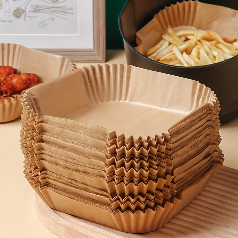 Air Fryer Liners 50 Pack | Non-Stick Oil-Resistant Parchment | Pre-Shaped Fit for Air Frying, Baking &amp; Reheating 1