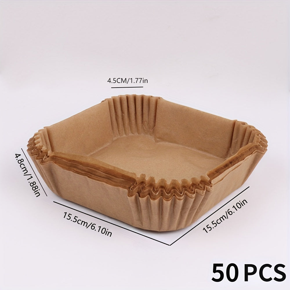 Air Fryer Liners 50 Pack | Non-Stick Oil-Resistant Parchment | Pre-Shaped Fit for Air Frying, Baking &amp; Reheating 3
