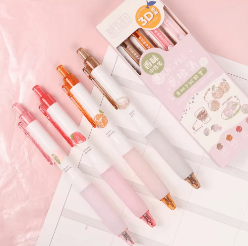 Fruit Scented Gel Pens 0.5mm Tip | 3D Fruit Design Gel Set | Smooth Writing for School, Journaling and Scrapbooking 6