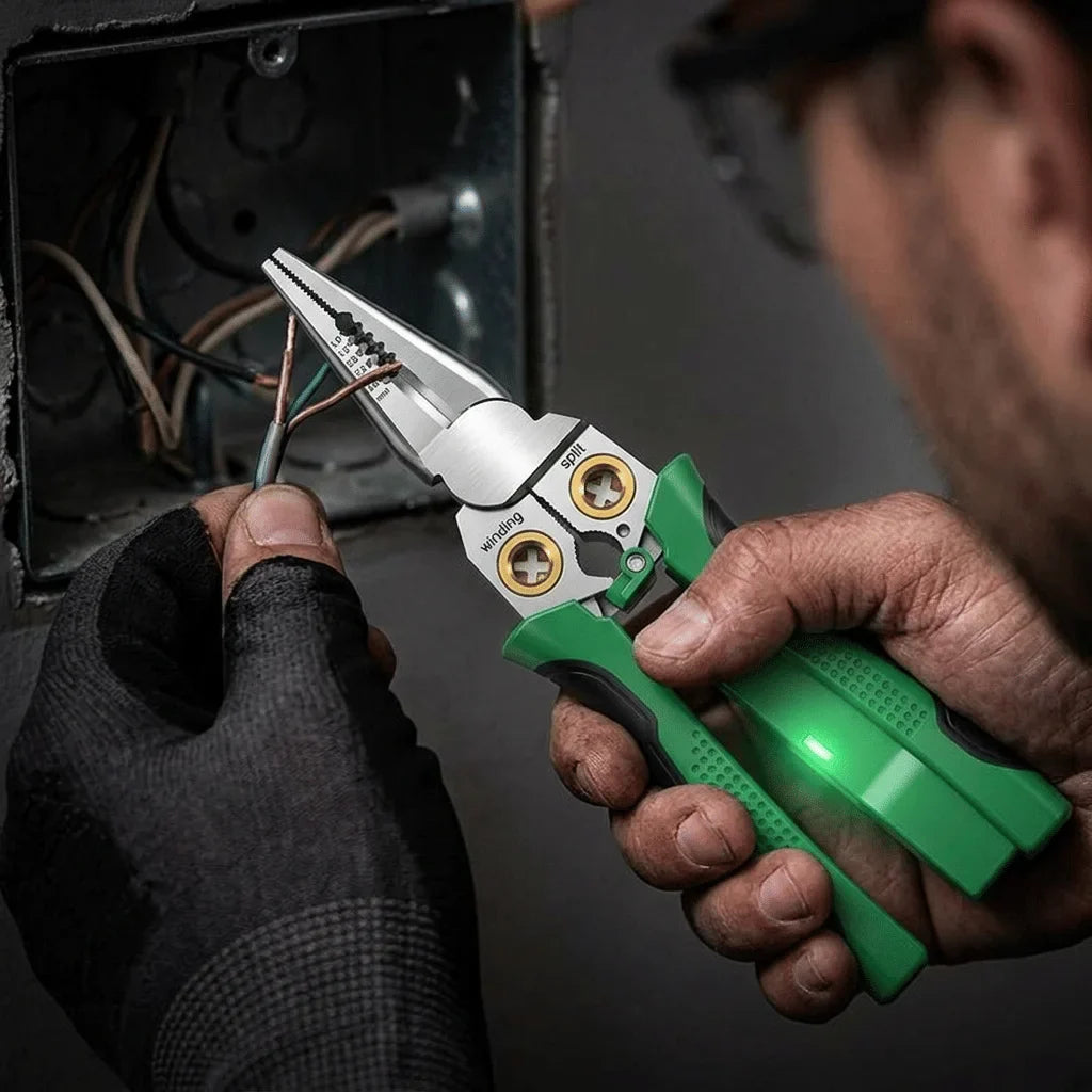 Wire Stripper Pliers Stainless Steel | 8-in-1 Multifunction with Voltage Tester | Cuts, Strips and Pulls Wire up to AWG 18-6 5