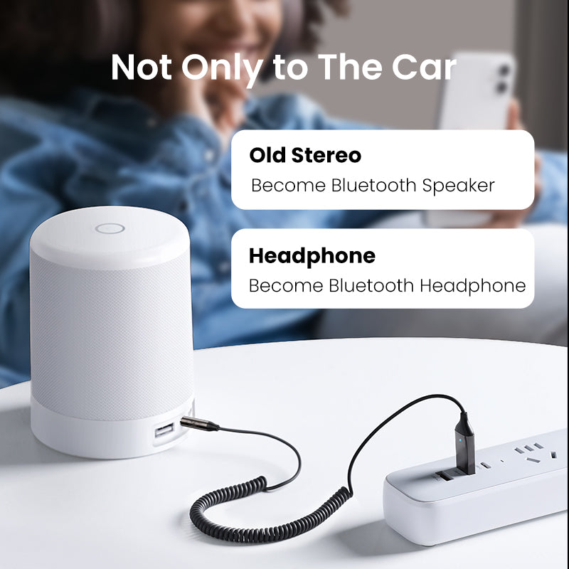 Bluetooth Aux Adapter Bluetooth 5.3 | Stable 10m Range &amp; Auto-Reconnect | Zinc Alloy Build with 5-Device Memory 8
