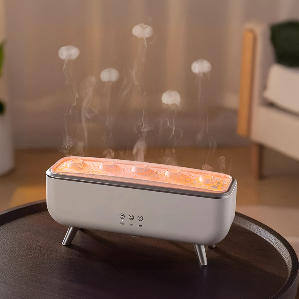 Aroma Diffuser ABS Plastic, 300 ml Tank | White, Jellyfish Mist Effect | Two Mist Modes, LED Colour Light, Remote & Timer 2