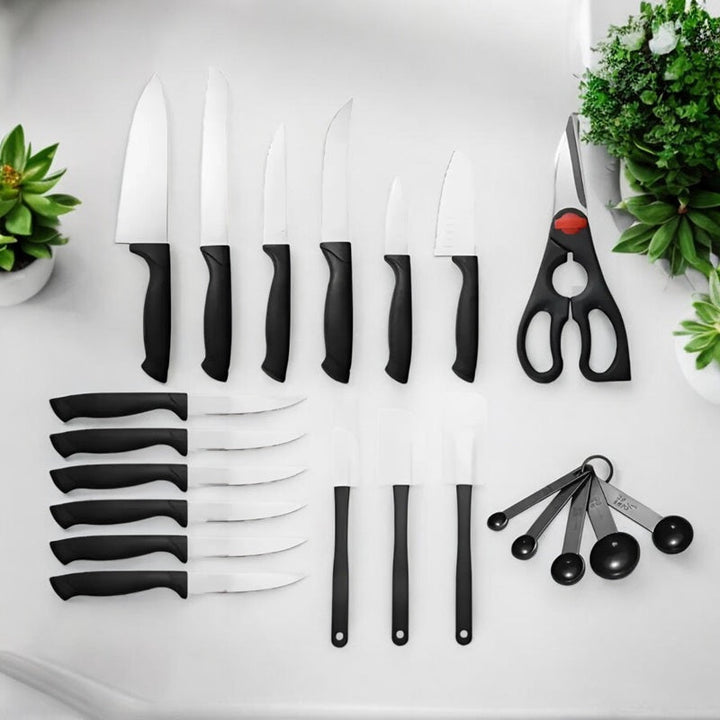 22-Piece Knife Set Stainless Steel | Wavy Edge Blades with Wood Block | Rust-Resistant Steel That Stays Sharp for Years 4