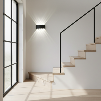 Luminara modern LED wall light sconce for indoor and outdoor use with minimalist design