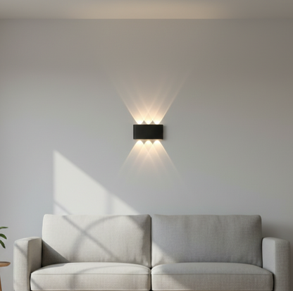 Luminara modern LED wall light sconce for indoor and outdoor use with minimalist design
