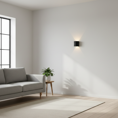 Luminara modern LED wall light sconce for indoor and outdoor use with minimalist design