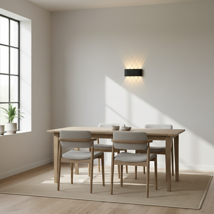 Luminara modern LED wall light sconce for indoor and outdoor use with minimalist design