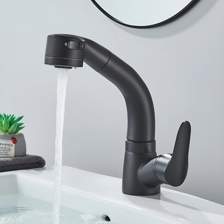 Extendable Basin Mixer Tap Pull-Out Spout Single Lever Brass 1