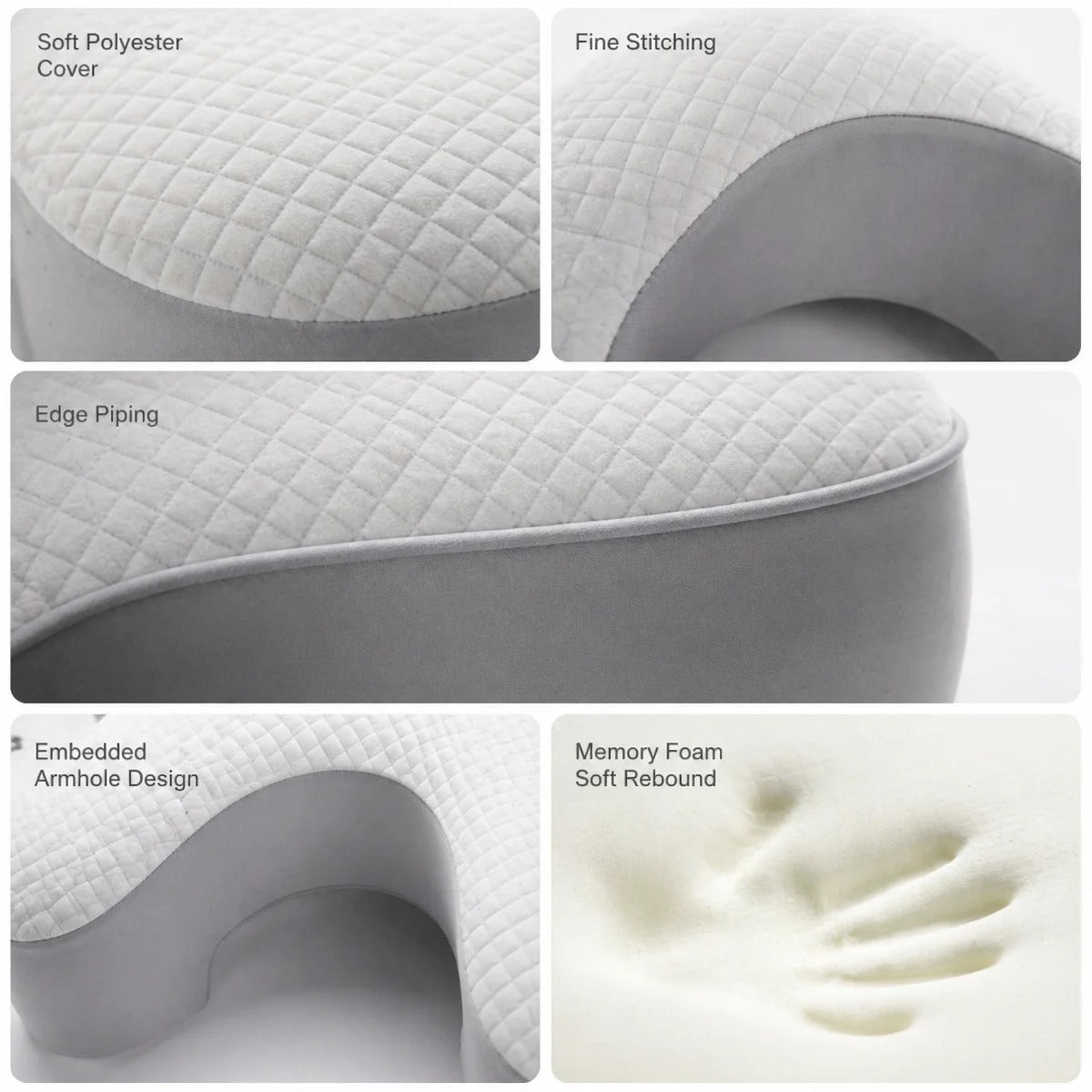 Side Sleeper Pillow | Shoulder Cutout | Memory Foam | Hypoallergenic | Machine Washable