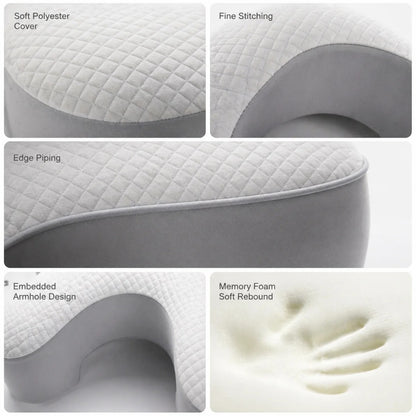 Side Sleeper Pillow | Shoulder Cutout | Memory Foam | Hypoallergenic | Machine Washable