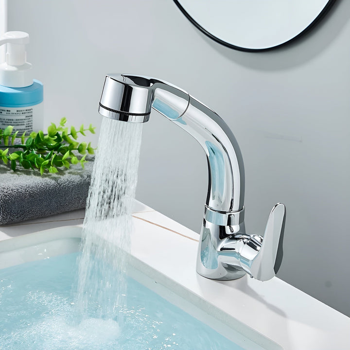 Extendable Basin Mixer Tap Pull-Out Spout Single Lever Brass 6