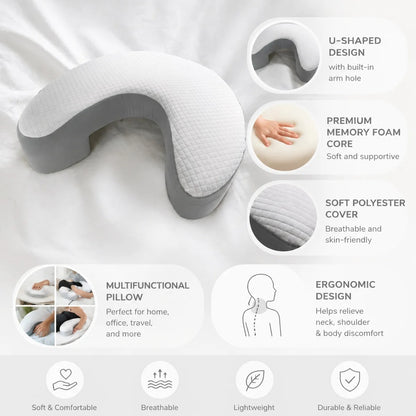 Side Sleeper Pillow | Shoulder Cutout | Memory Foam | Hypoallergenic | Machine Washable