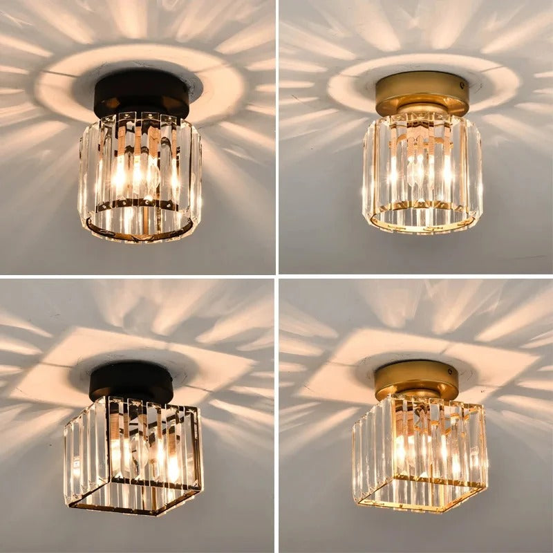 Crystal Ceiling Light Metal &amp; Crystal Shade | Compact Design for Corridors &amp; Hallways | Warm Glow for Elegant Interiors 10