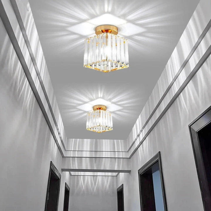 Crystal Ceiling Light Metal &amp; Crystal Shade | Compact Design for Corridors &amp; Hallways | Warm Glow for Elegant Interiors 5