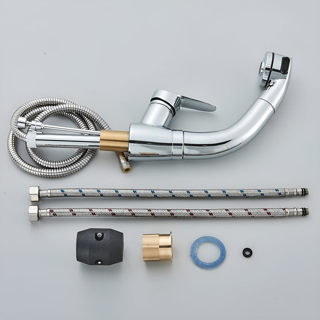 Extendable Basin Mixer Tap Pull-Out Spout Single Lever Brass 10