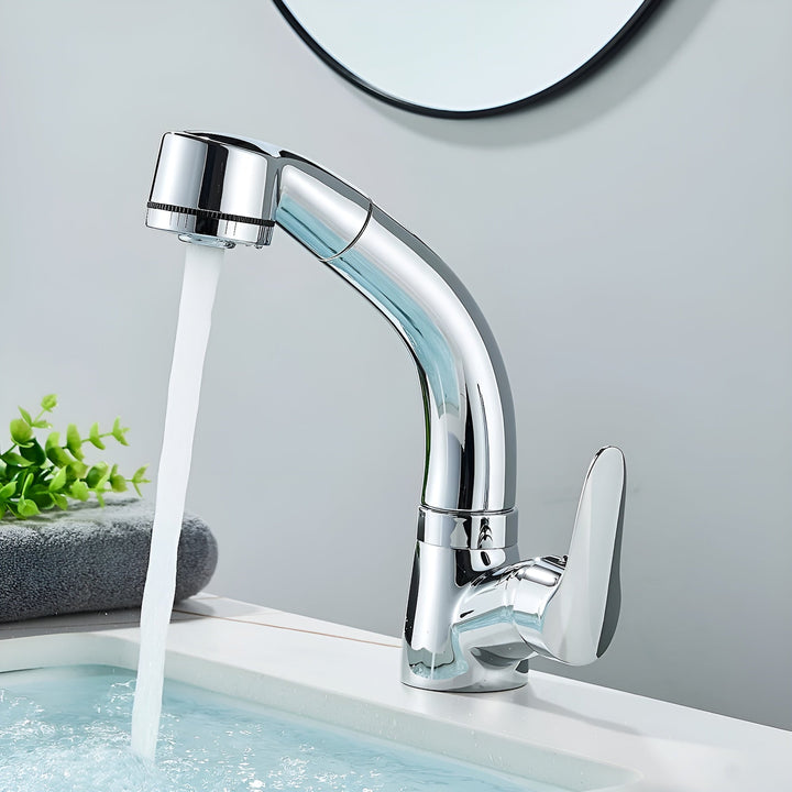 Extendable Basin Mixer Tap Pull-Out Spout Single Lever Brass 3