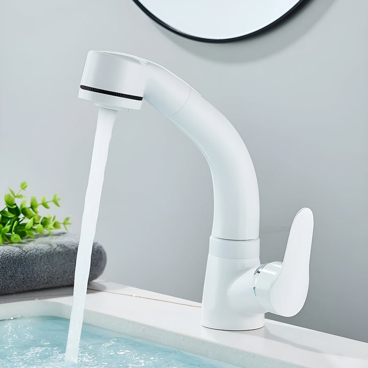 Extendable Basin Mixer Tap Pull-Out Spout Single Lever Brass 4