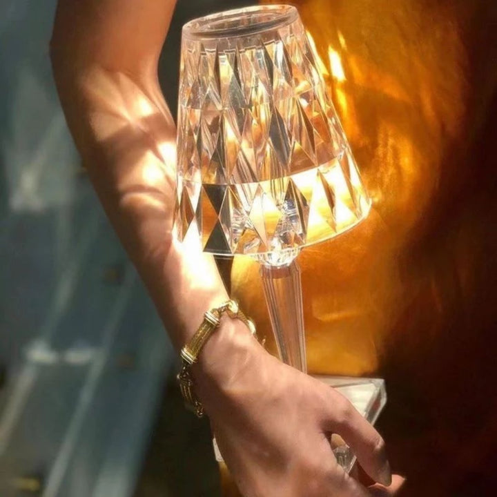 Crystal Table Lamp Acrylic 26 x 12 cm | Touch Control, Rechargeable | 3 Light Colours, USB Charging Cable Included 16