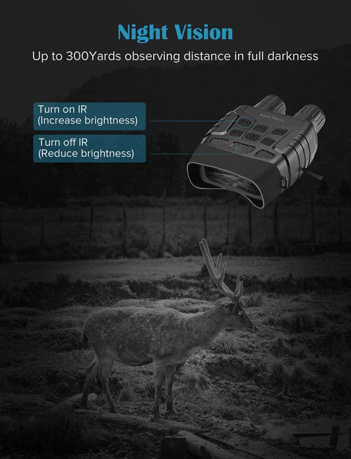 Night Vision Binoculars with Built-In Display | 300 Metre Range, 4x Zoom | Records Video and Photos to TF Card 5