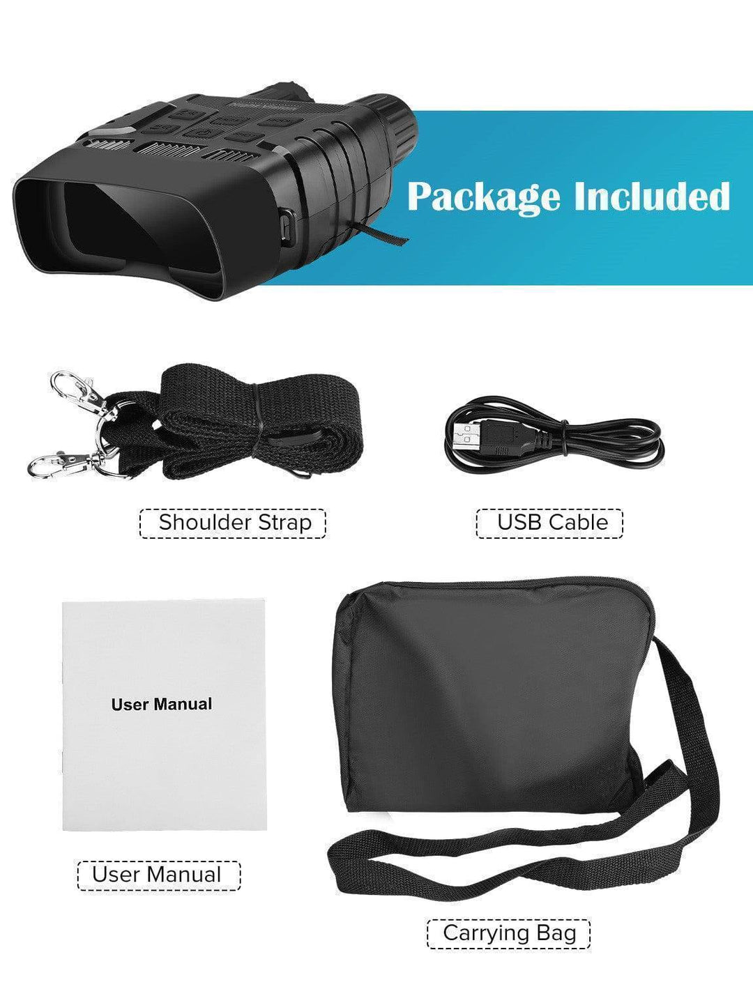 Night Vision Binoculars with Built-In Display | 300 Metre Range, 4x Zoom | Records Video and Photos to TF Card 6