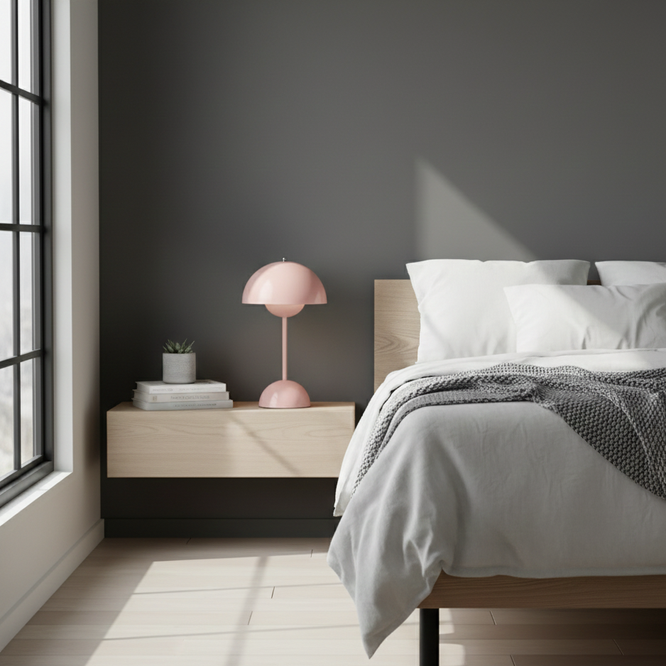 NordicNest elegant dimmable Scandinavian table lamp for bedroom and living room
