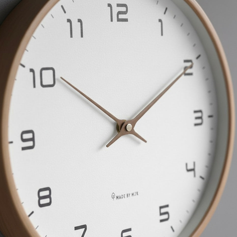 NordicTimber wall clock shown close up in detail
