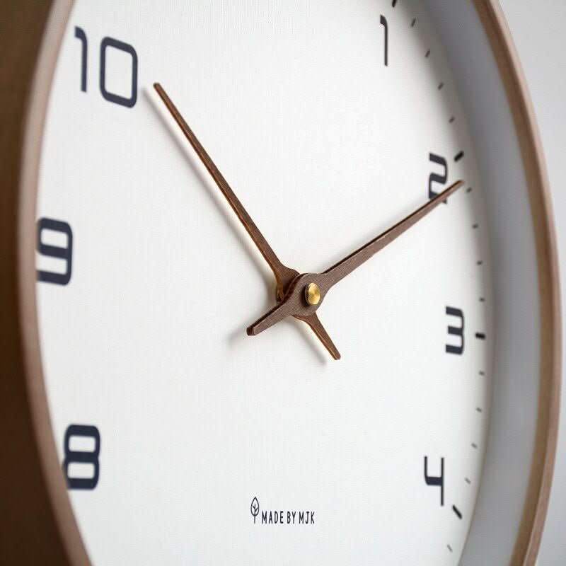 Silent Wooden Wall Clock 25x25 or 30x30 cm | Scandinavian Style, Brown or Cream | Noiseless Quartz, Battery Powered 3